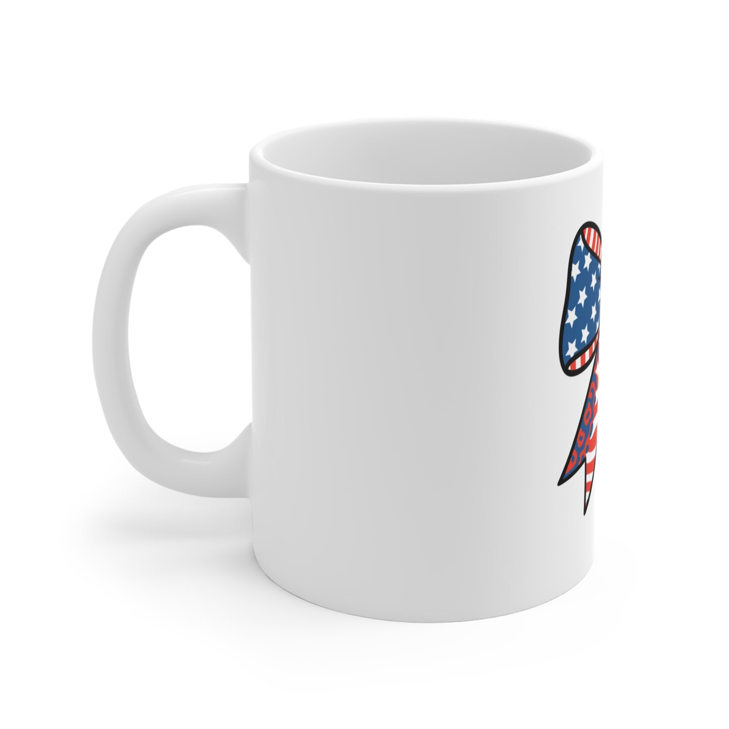 Patriotic Bow Coffee Mug — 11oz American Flag Bow Design