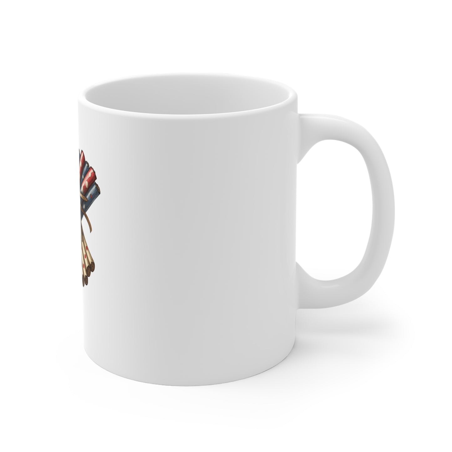 Patriotic Firecracker Bundle Coffee Mug — 11oz Americana Fourth of July Gift