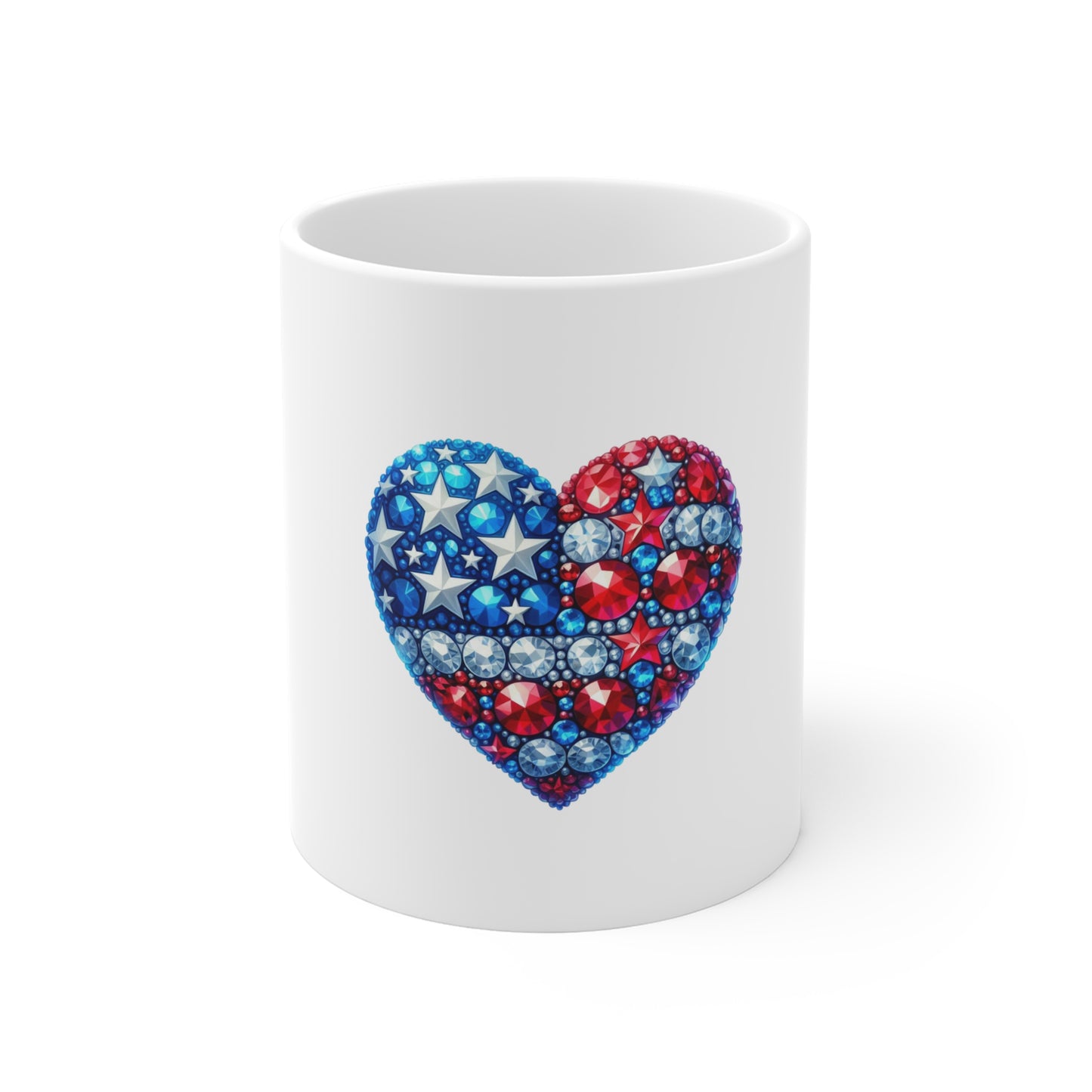 American Flag Heart Mug - Patriotic 11oz Coffee Cup