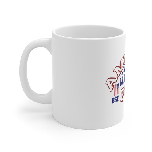 America Land of the Free 11oz Coffee Mug — Patriotic USA Flag Design