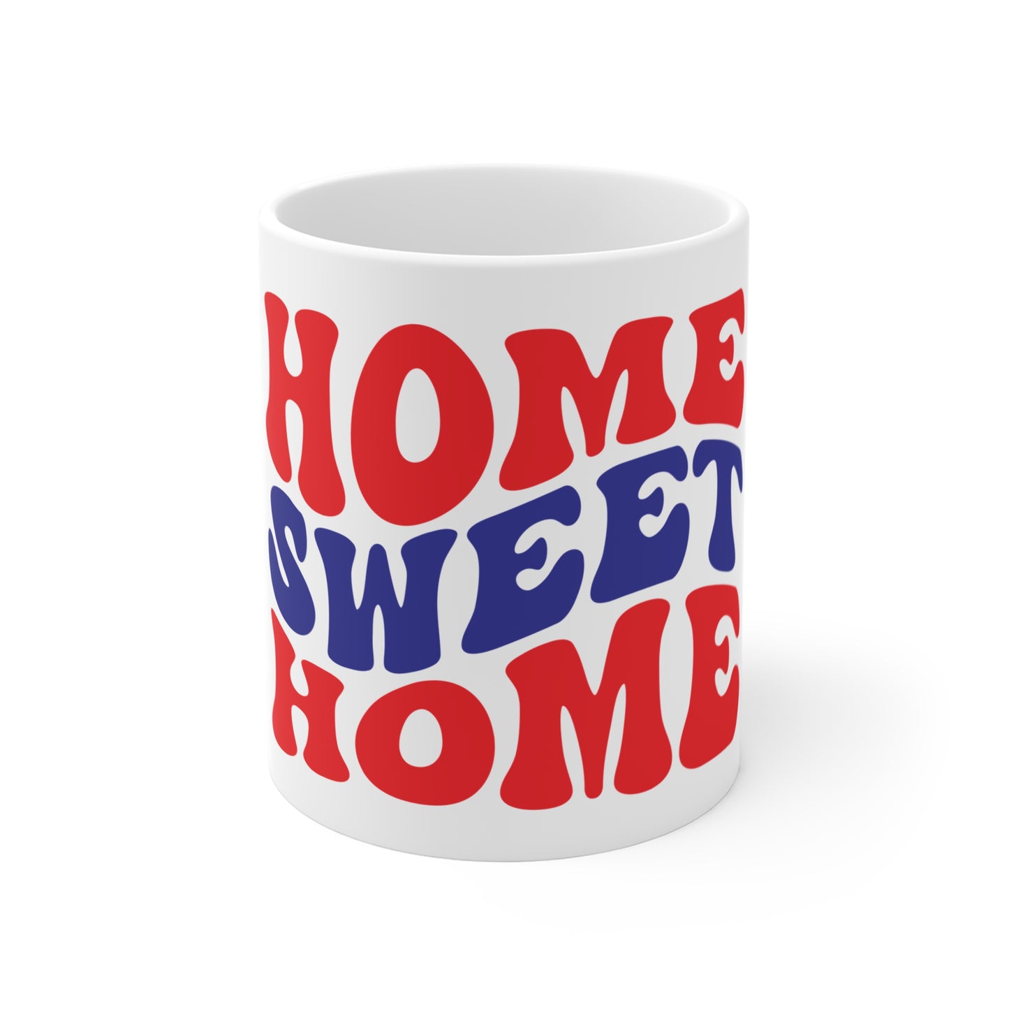Home Sweet Home Coffee Mug – Patriotic Retro Typography Mug – Americana USA Pride Cup – 4th of July Home Gift Mug Mug 11oz