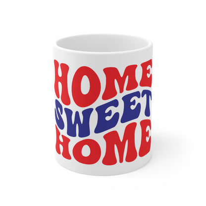 Home Sweet Home Coffee Mug – Patriotic Retro Typography Mug – Americana USA Pride Cup – 4th of July Home Gift Mug Mug 11oz