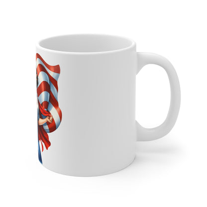 Patriotic Rosie Style Pin Up Mug – American Flag Woman Coffee Mug – Vintage Americana Strength Mug – 4th of July Gift – USA Pride Cup Patriotic Rosie Riveter Mug – American Flag 11oz Coffee Cup...