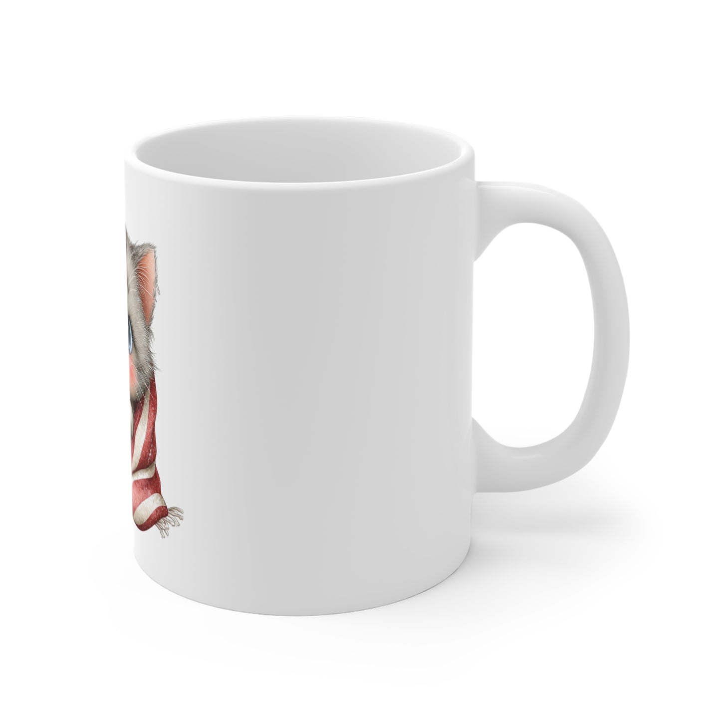 Cute Patriotic Kitten Blanket Mug – American Flag Cat Coffee Mug – Cozy Americana Cat Mug – Red White Blue Kitten Gift Patriotic Kitten Mug - Cute Cat Wrapped in American Flag 11oz