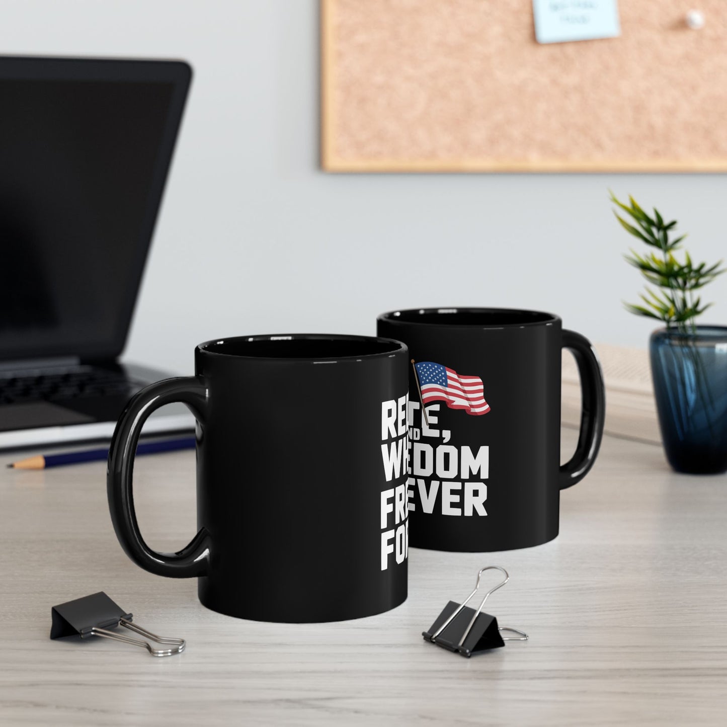Red, White and Freedom Forever Mug — Patriotic American Flag Coffee Cup (11oz & 15oz)