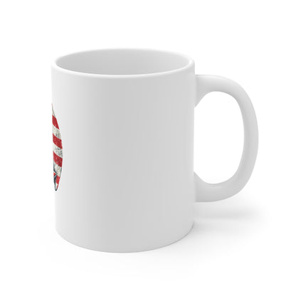 American Flag Skull Coffee Mug – Patriotic 11oz Ceramic Gift for Veterans & Fourth of July