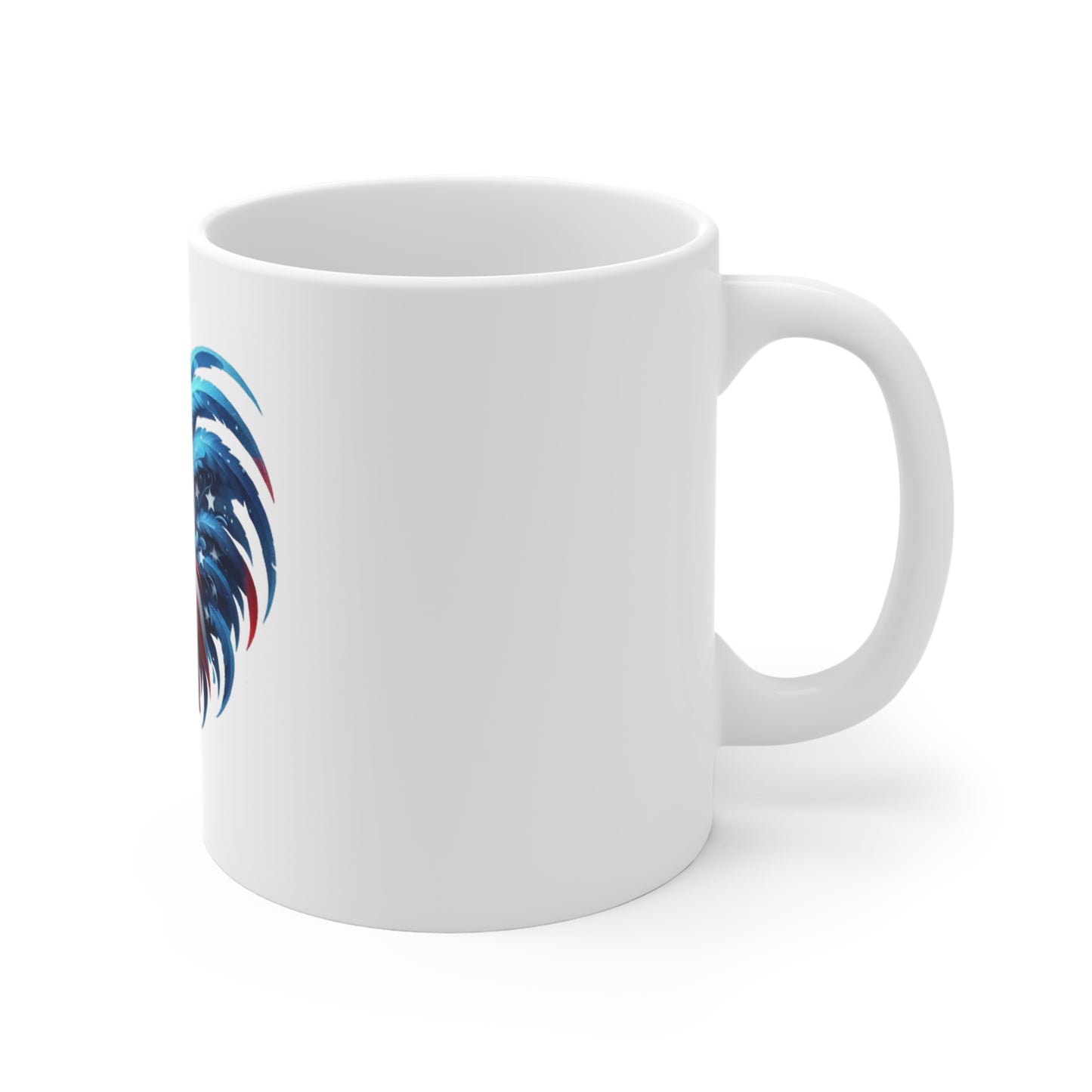 Patriotic Rooster Coffee Mug – American Flag Ornamental Feather Rooster – Red White Blue Artistic Farmhouse Mug – USA Pride Gift Patriotic Rooster Coffee Mug - 11oz USA Flag Farmhouse Cup