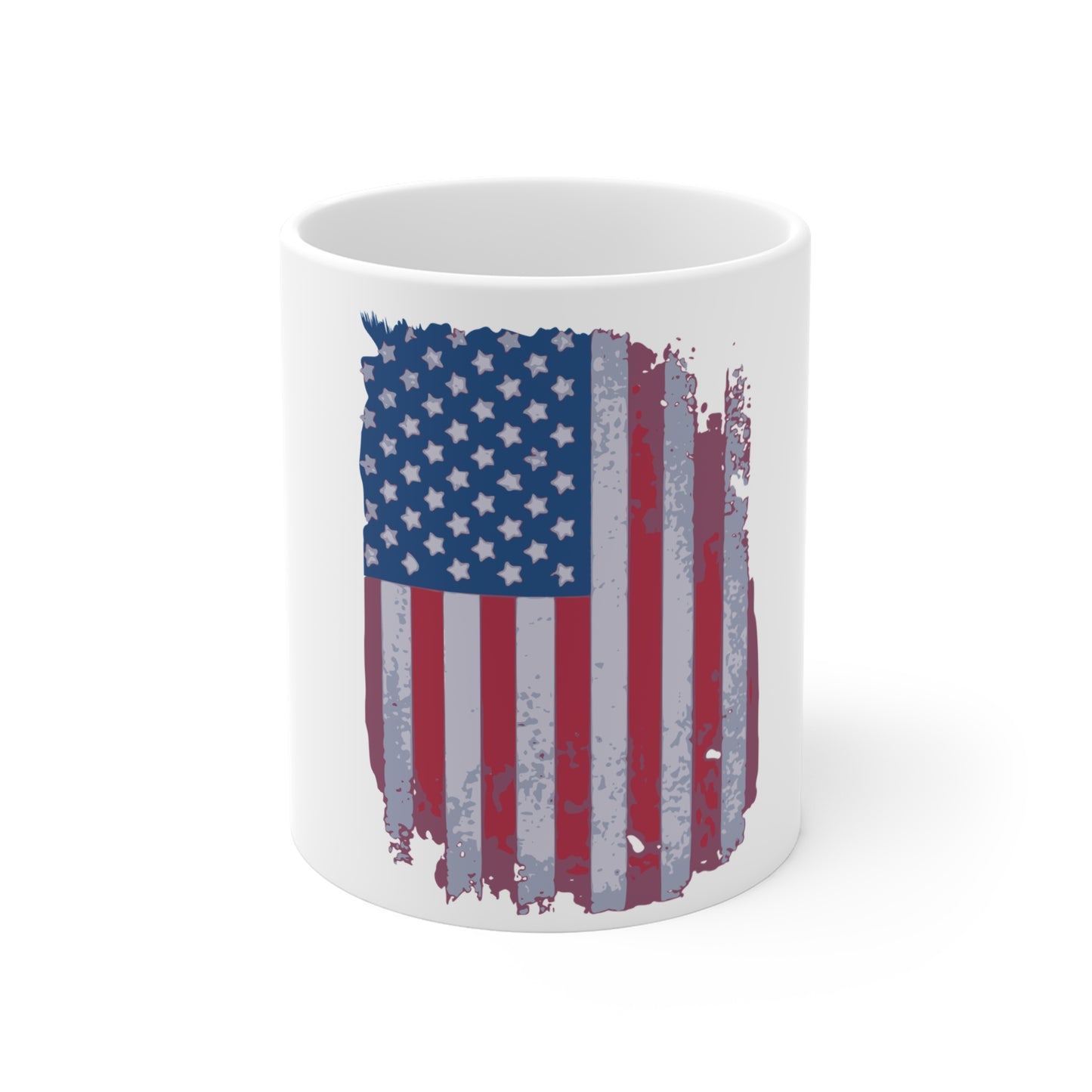Distressed American Flag Coffee Mug – Vintage USA Flag Mug – Retro Patriotic Flag Cup – Red White Blue Classic Mug Mug 11oz