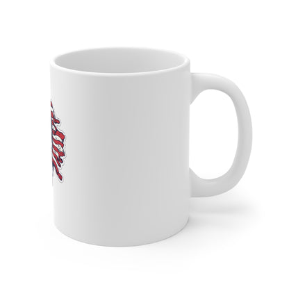 American Skull Flag Mug – Patriotic Skull with Dog Tags 11oz