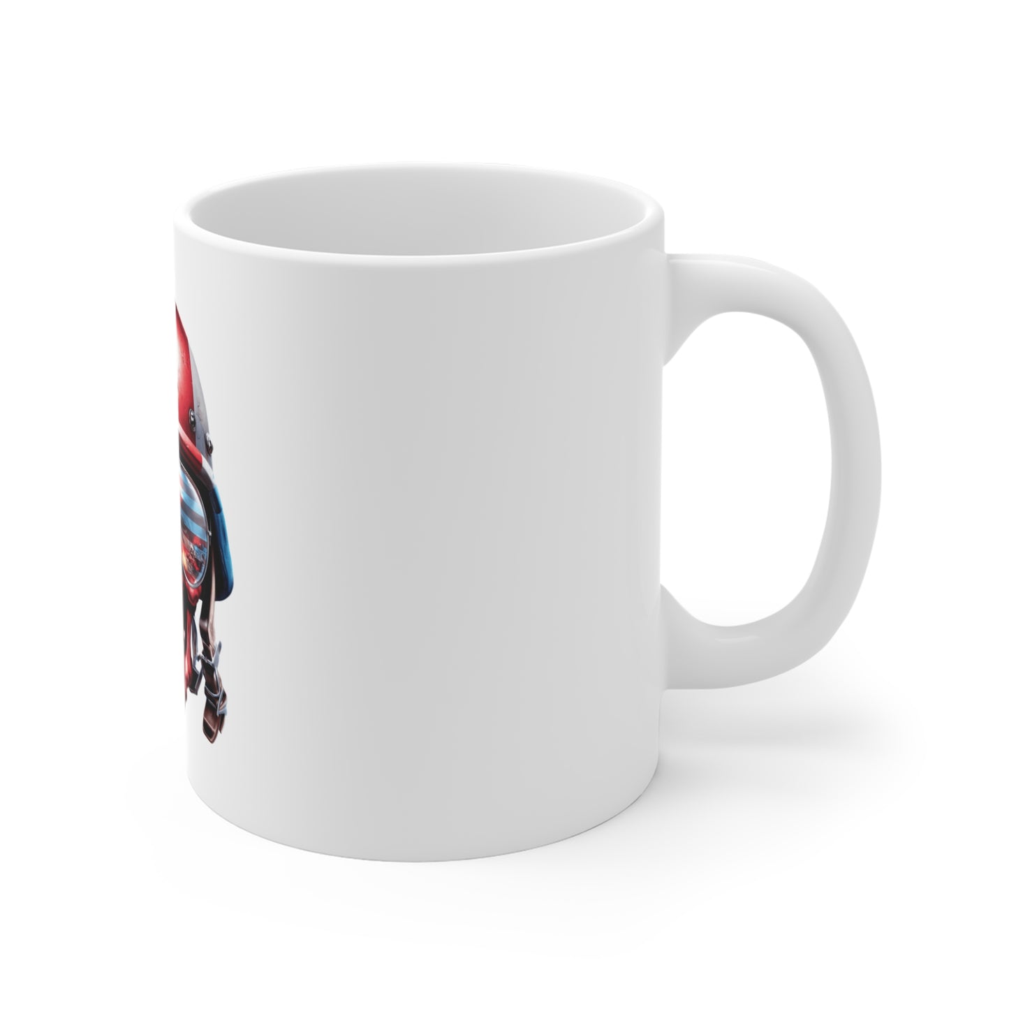 Patriotic Combat Skull Coffee Mug – American Flag Military Skull with Helmet – USA War Scene Aviator Mug – Veteran Tribute Mug 11oz