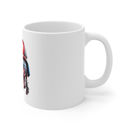 Patriotic Combat Skull Coffee Mug – American Flag Military Skull with Helmet – USA War Scene Aviator Mug – Veteran Tribute Mug 11oz