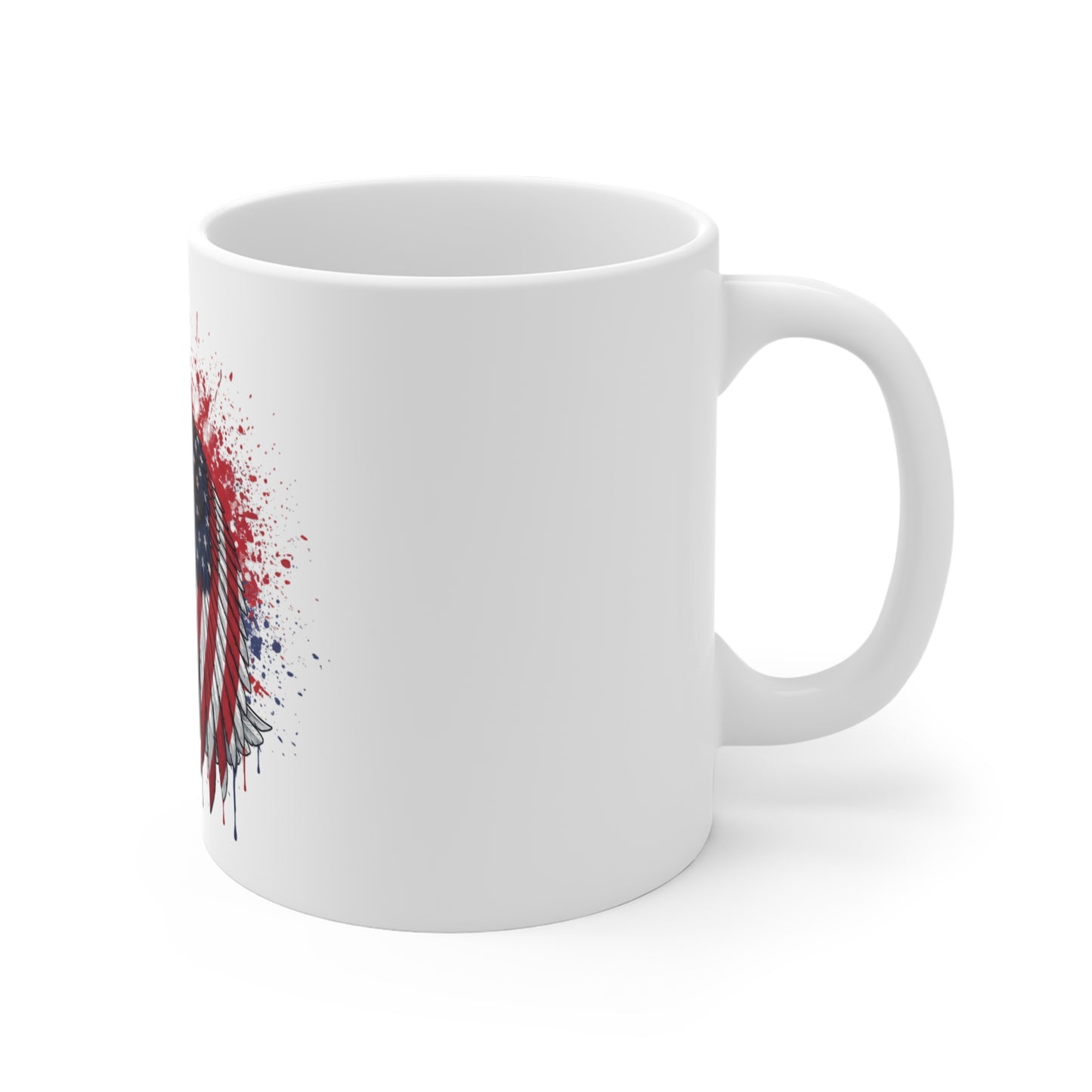 American Eagle Flag Splatter Coffee Mug – Patriotic Freedom Mug – USA Eagle Art Cup – Bold Independence Day Gift Mug 11oz