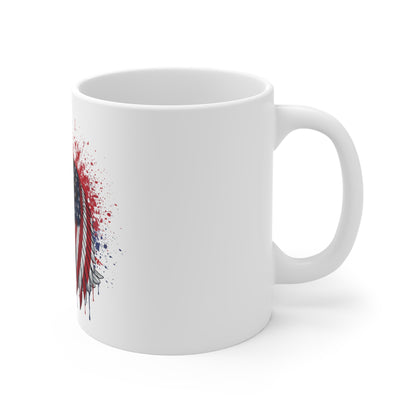American Eagle Flag Splatter Coffee Mug – Patriotic Freedom Mug – USA Eagle Art Cup – Bold Independence Day Gift Mug 11oz