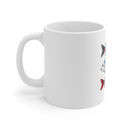 Patriotic Fish Mug — American Flag Fishing Coffee Cup (11oz)