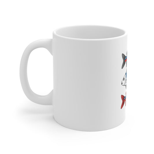 Patriotic Fish Mug — American Flag Fishing Coffee Cup (11oz)