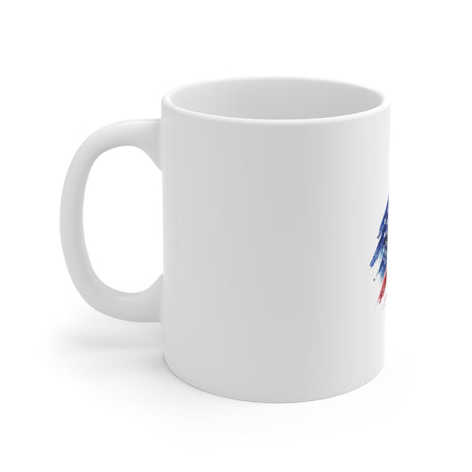 American Flag Brushstroke Mug – Patriotic 11oz Coffee Cup