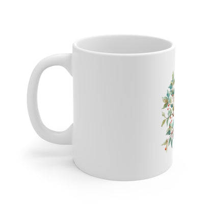 Eagle & Berries 11oz Ceramic Mug — Watercolor Bald Eagle Nature Coffee Cup
