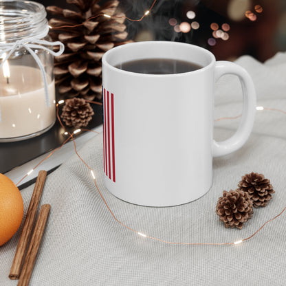 Vertical American Flag Stripe Coffee Mug – Modern USA Flag Mug – Minimal Patriotic Red White Blue Cup – Bold Americana Gift Mug 11oz