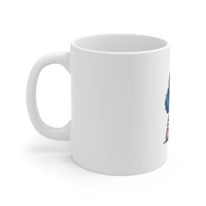 Patriotic Poodle USA Mug — 11oz Red White Blue Dog Coffee Cup