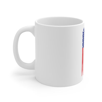 Distressed American Flag Coffee Mug – Dripping USA Flag Mug – Bold Patriotic Red White Blue Cup – Rugged Americana Gift Mug Mug 11oz
