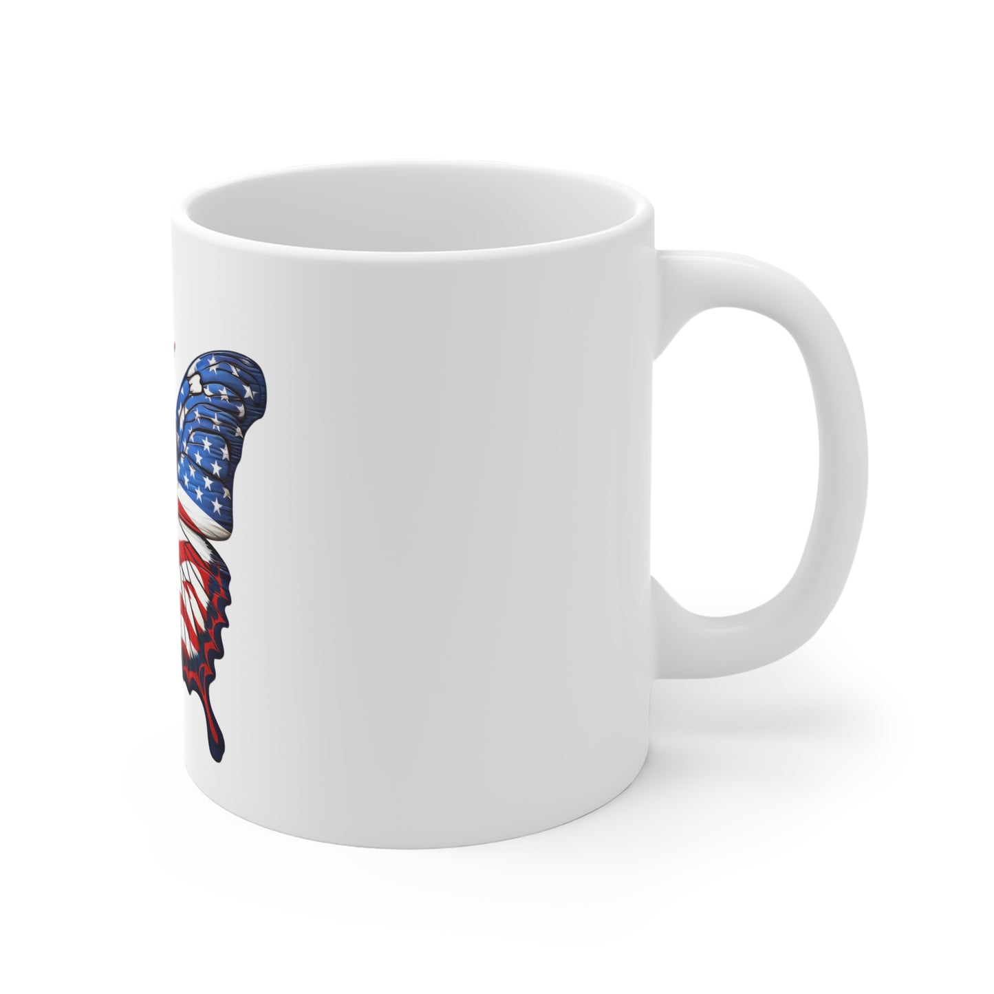 American Flag Butterfly Coffee Mug – Premium Patriotic Wings Mug with Gold Detail – Red White Blue USA Freedom Cup American Flag Butterfly Mug — Patriotic 11 oz Coffee Cup