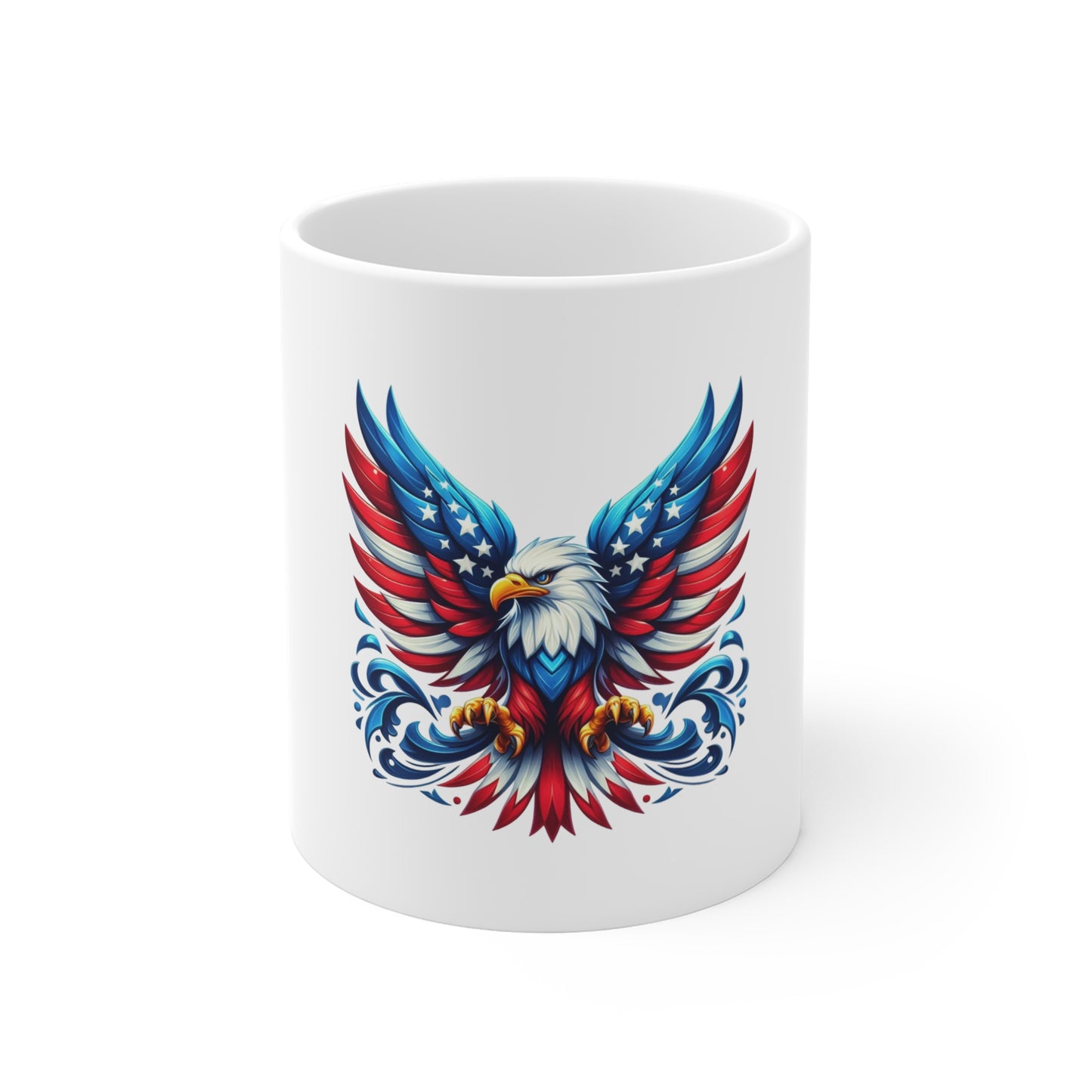 Patriotic Eagle Coffee Mug – American Flag Bald Eagle 11oz