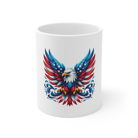 Patriotic Eagle Coffee Mug – American Flag Bald Eagle 11oz