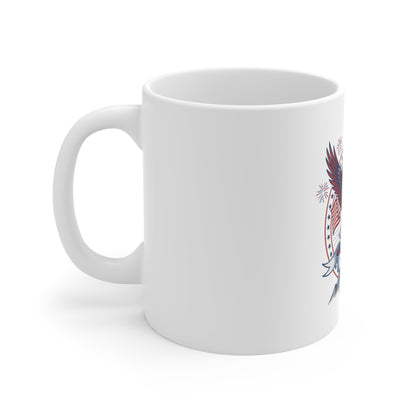 4th of July Eagle Coffee Mug — Patriotic American Flag Design 11oz