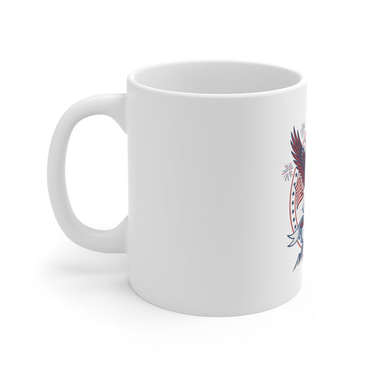 4th of July Eagle Coffee Mug — Patriotic American Flag Design 11oz