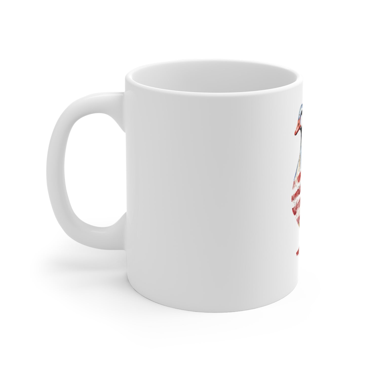 American Flag Goose Mug — Patriotic 11oz Coffee Cup