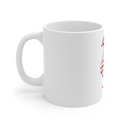 American Flag Goose Mug — Patriotic 11oz Coffee Cup
