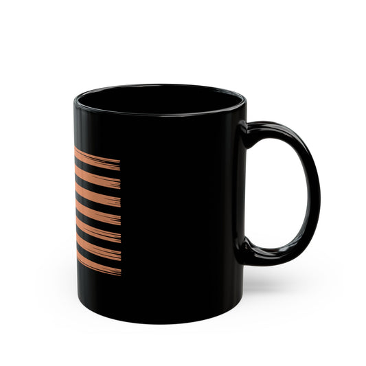 American Flag Black Mug — Copper Stars & Stripes Coffee Cup (11oz, 15oz)