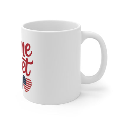 Home Sweet USA Mug — Patriotic 11oz Coffee Cup for 4th of July & Everyday Americana