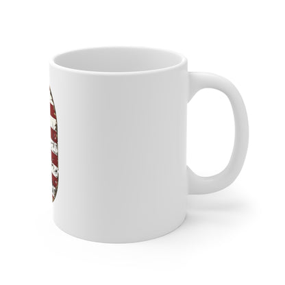 Patriotic Letter O Coffee Mug – American Flag Initial Mug – Vintage USA Monogram Mug – Distressed Americana Alphabet Gift Mug 11oz