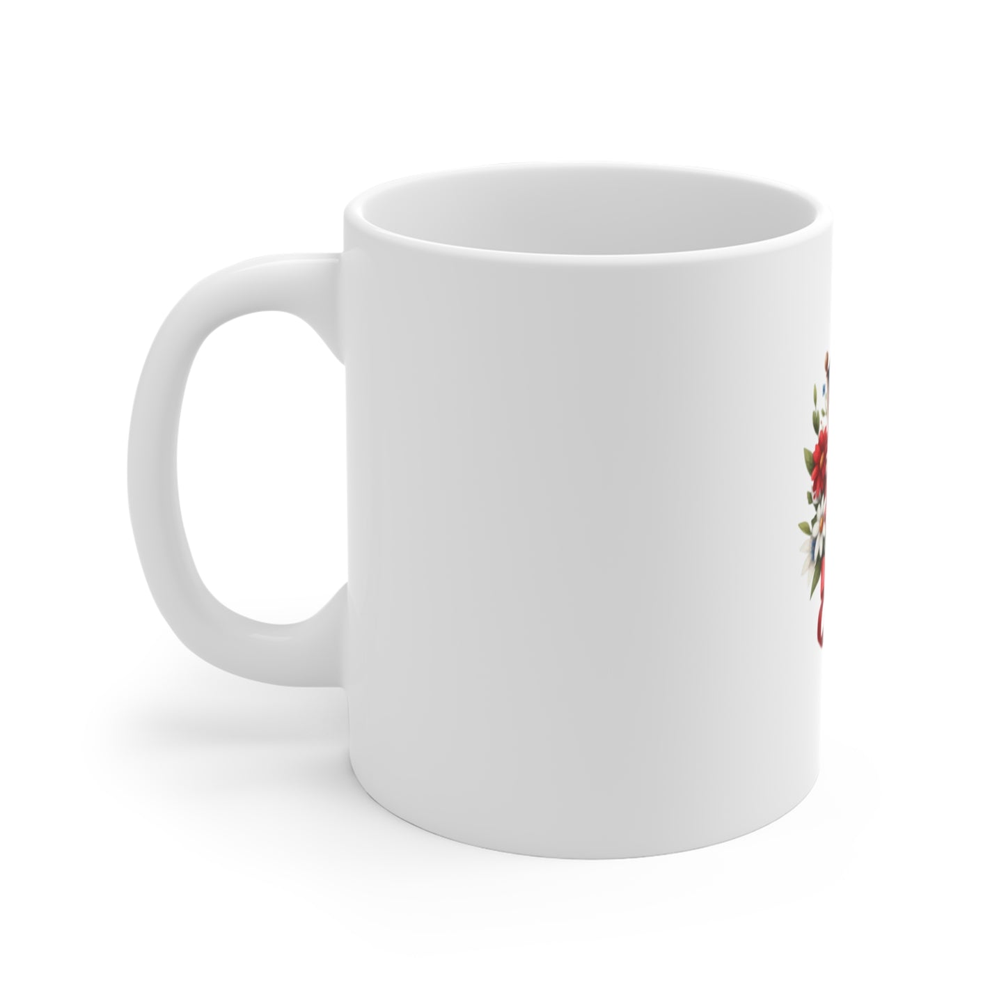 American Flag Floral Mug – Patriotic Bouquet 11oz Coffee Cup