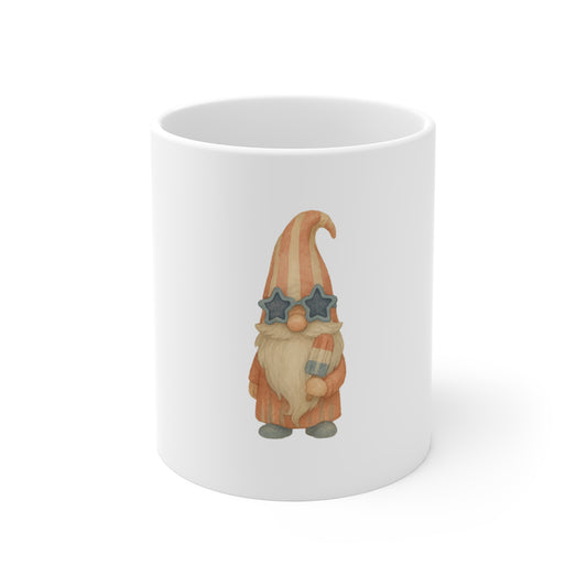 Patriotic Gnome Coffee Mug – Americana Summer Gnome Mug – Cute 4th of July Gnome with Popsicle – Whimsical USA Mug Mug 11oz