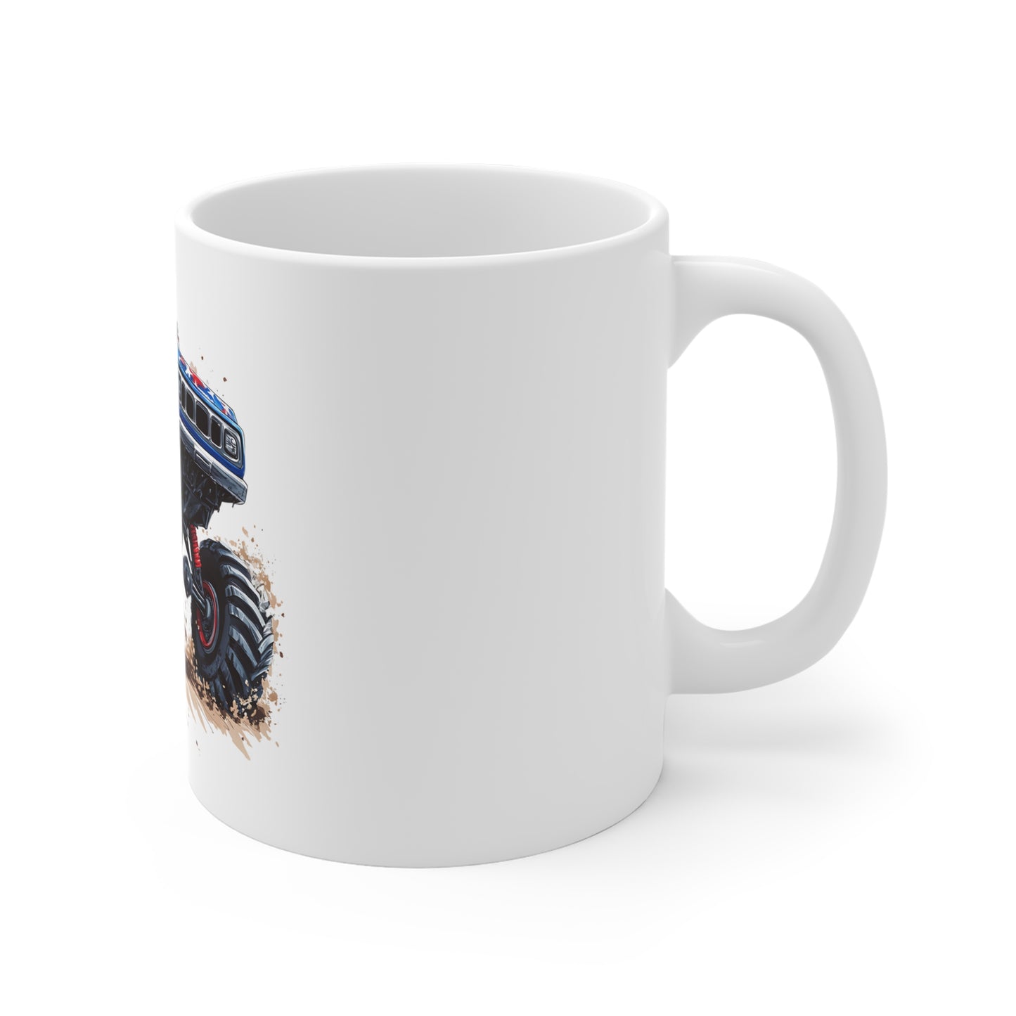 Patriotic Monster Truck Coffee Mug – American Flag Off-Road Truck Mug – USA Power Truck Design – Bold Americana Gift Mug 11oz