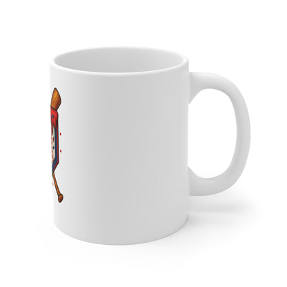 Baseball Home Plate Mug — Patriotic Dripping USA Design, 11oz