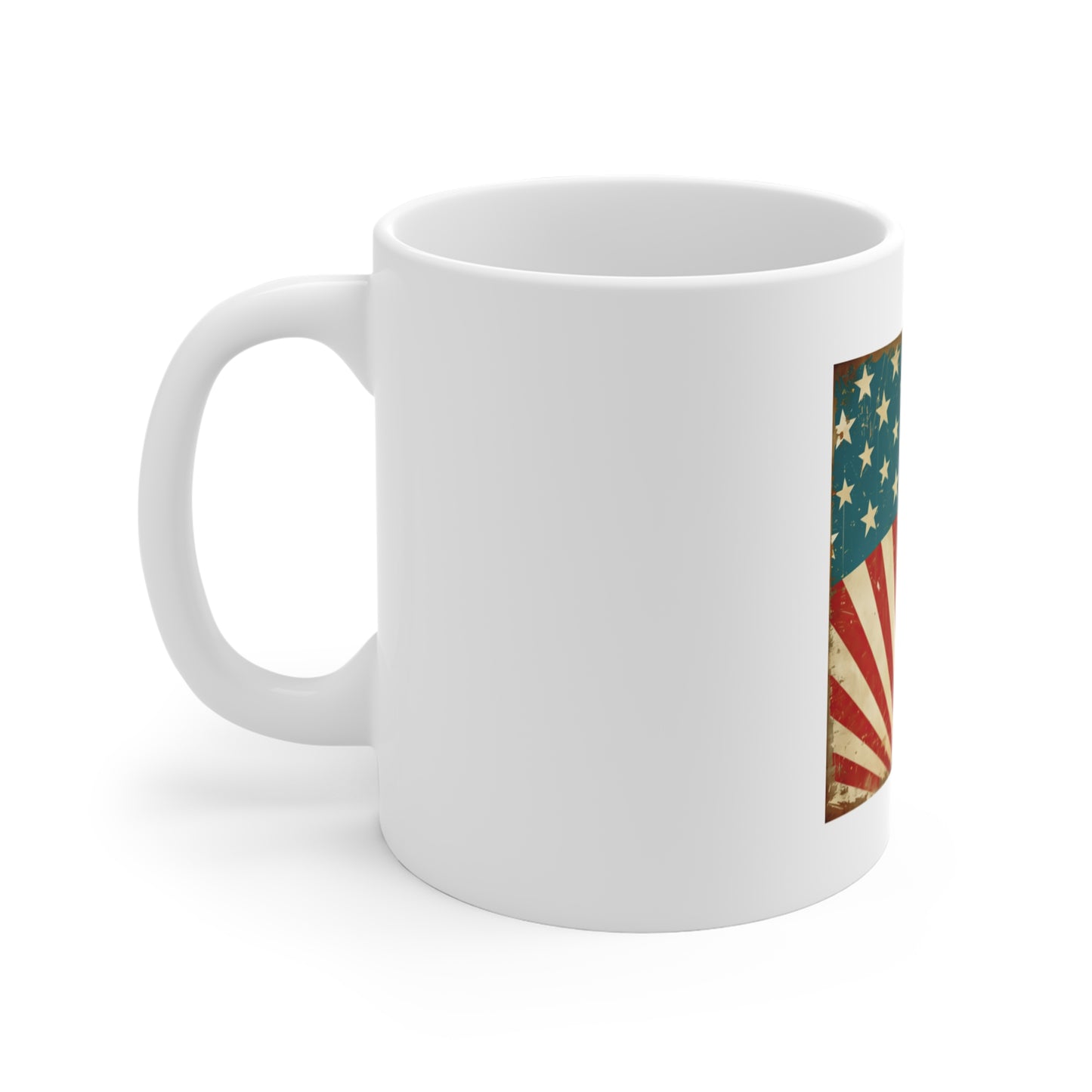 Vintage American Rising Flag Coffee Mug – Retro Sunburst USA Mug – Distressed Patriotic Rays Cup – Classic Americana Vintage Gift Americana Flag Retro Mug - 11oz Vintage Stars & Stripes Coffee Cup...