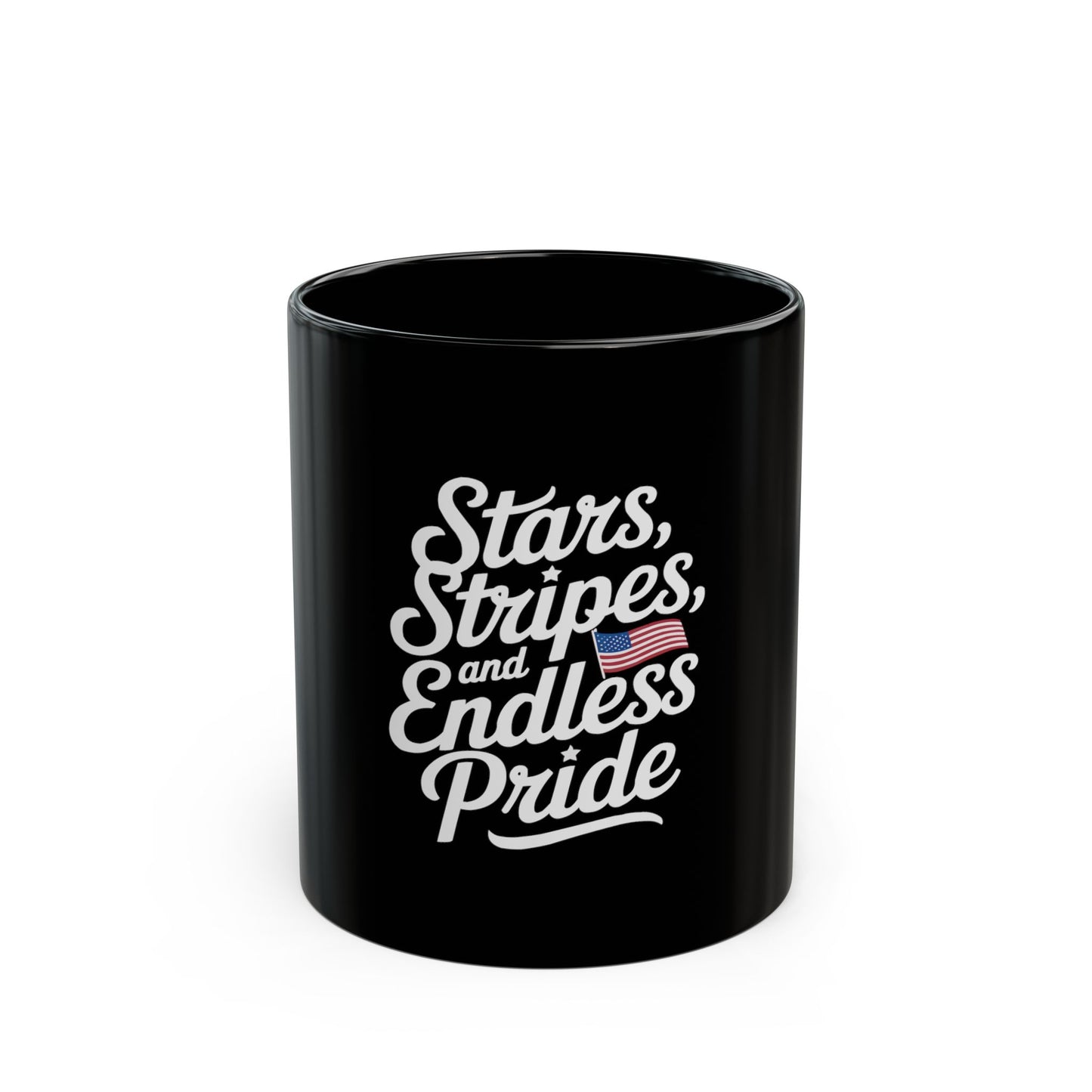 Stars, Stripes and Endless Pride Black Mug — Patriotic 11oz/15oz Coffee Cup
