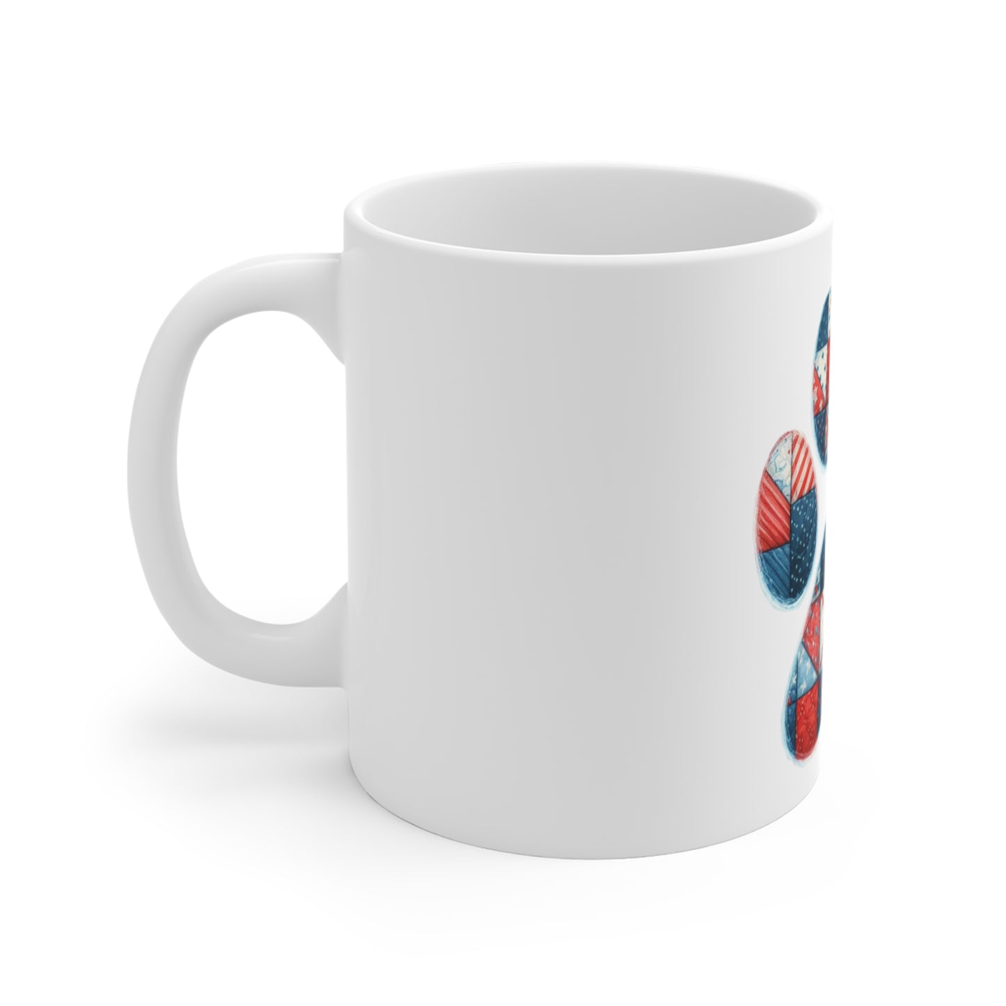 Patriotic Patchwork Dog Paw Coffee Mug – Americana Quilt Mosaic Paw Print Mug – Red White Blue Dog Lover Mug – USA Pet Gift Cup Patriotic Patchwork Paw Mug — 11oz Red White Blue Dog Paw Coffee Cup...