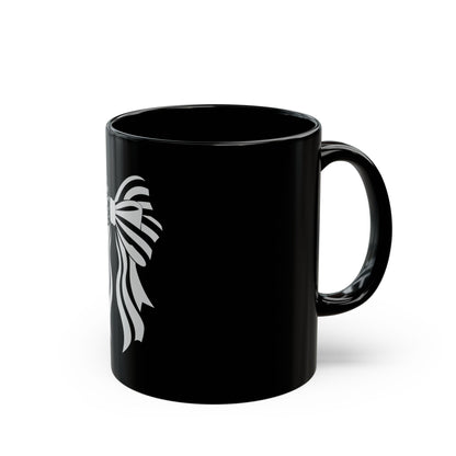Patriotic Bow Coffee Mug – American Flag Ribbon Mug – USA Stars and Stripes Bow Cup – Cute Americana Gift Mug Black Mug (11oz, 15oz)