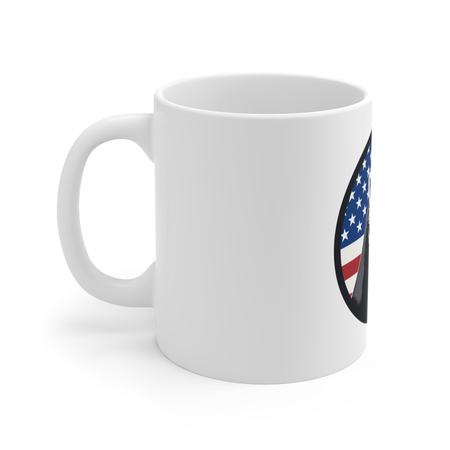 American Badger Flag Coffee Mug – Patriotic Wildlife Mug – USA Flag Animal Cup – Americana Nature Gift Mug 11oz