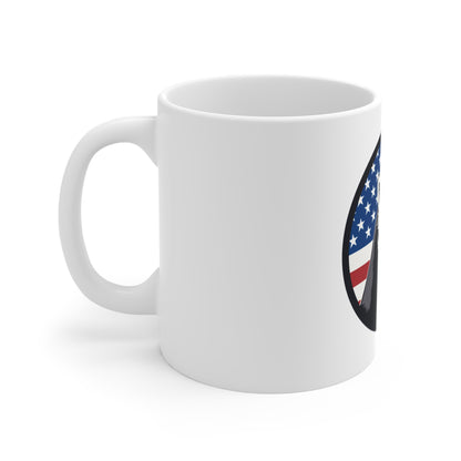 American Badger Flag Coffee Mug – Patriotic Wildlife Mug – USA Flag Animal Cup – Americana Nature Gift Mug 11oz