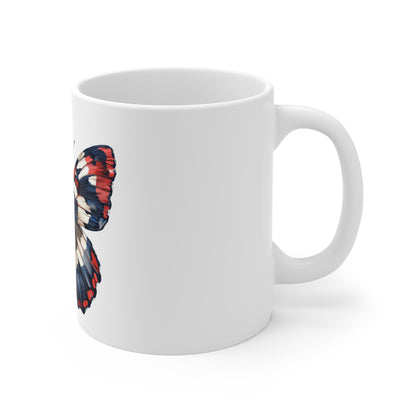 Patriotic Deep Tone Butterfly Mug – Bold Red White Blue Wing Coffee Mug – Dark Americana Art Cup – USA Gift Mug Mug 11oz