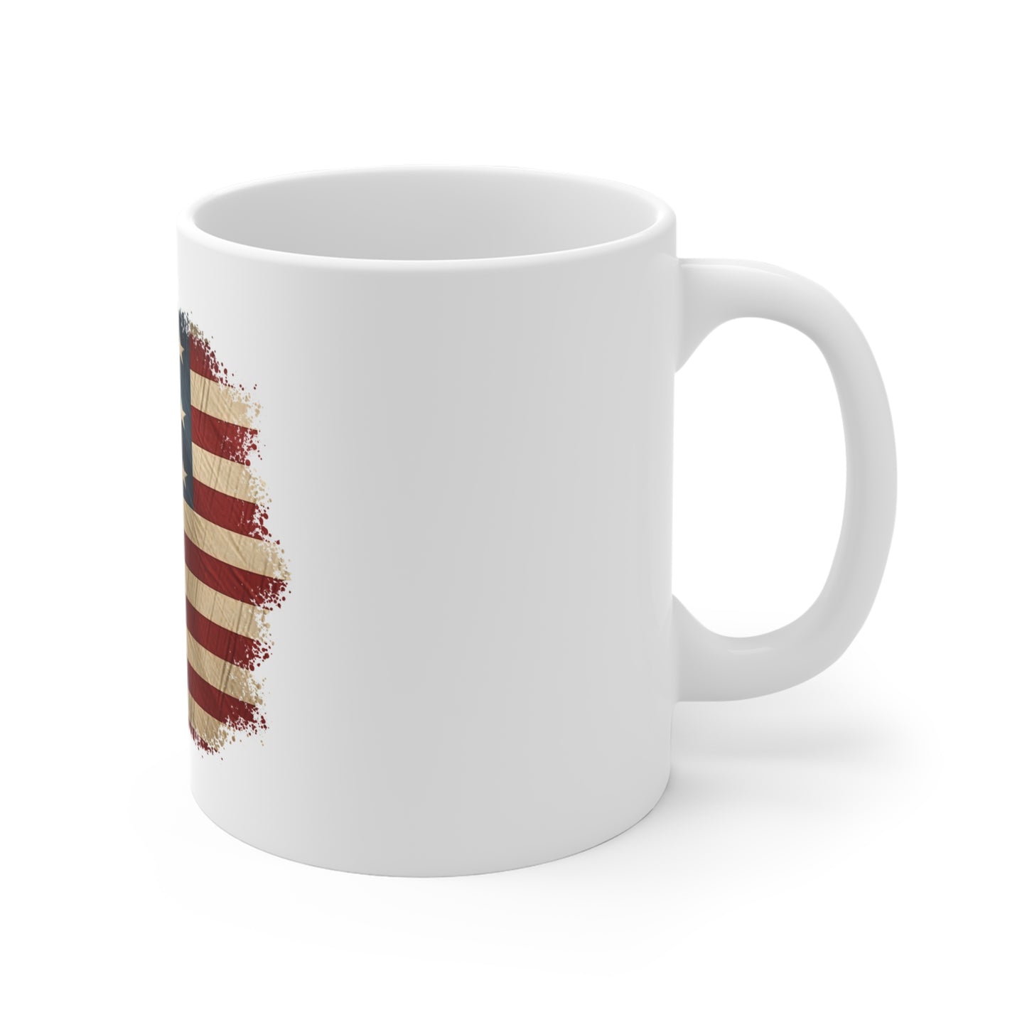 Distressed American Flag Mug – Vintage USA Flag Coffee Cup – Rustic Patriotic Freedom Design Mug 11oz