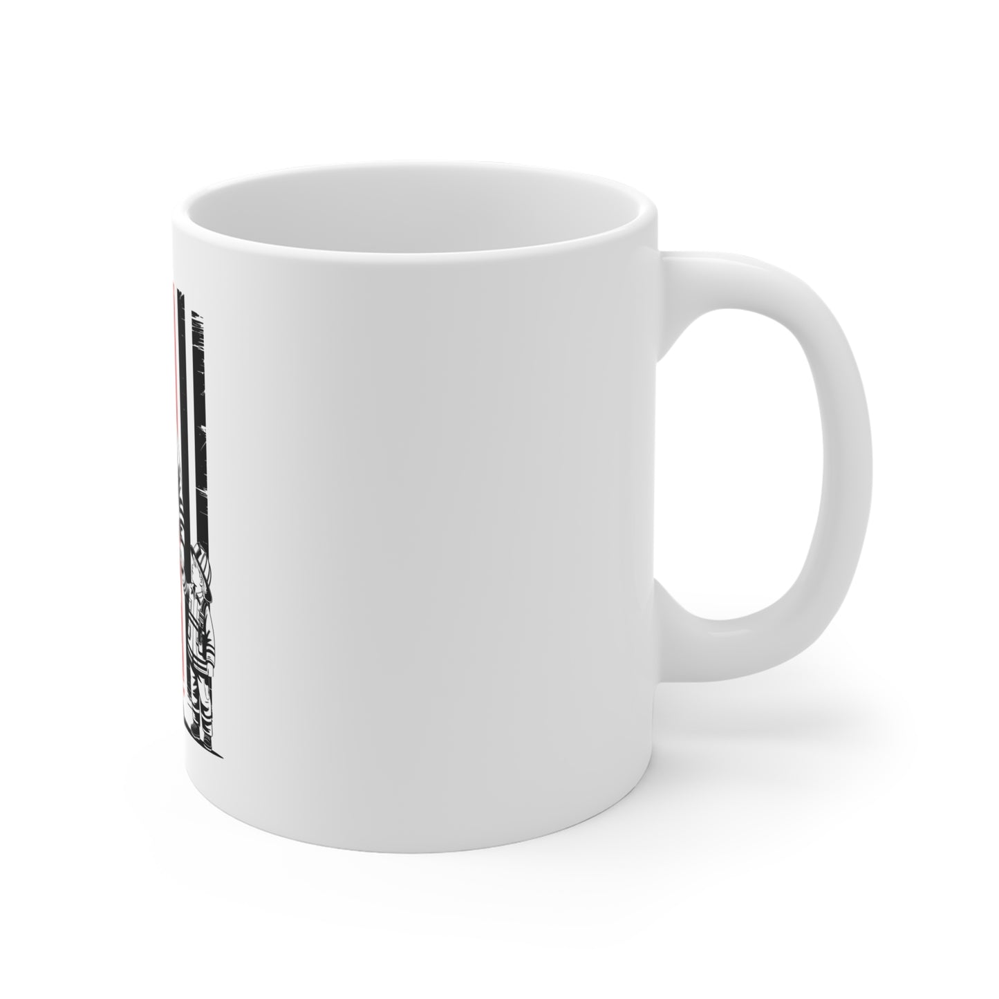 Firefighter American Flag Mug – Thin Red Line Fireman Coffee Mug – Patriotic Firefighter Tribute Cup – USA Hero Mug Mug 11oz