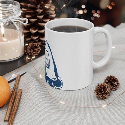 Strong American Woman Coffee Mug – Rosie Style Patriotic Mug – Feminine Power USA Mug – Vintage Americana Woman Gift – Empowered Woman Coffee Cup Mug 11oz