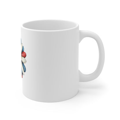 Patriotic Daisy Mug — Red White & Blue Flower Coffee Cup (11 oz)