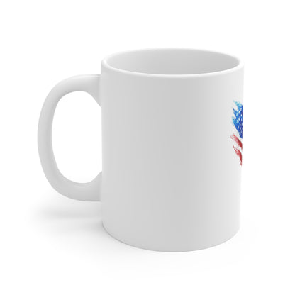 American Flag Brushstroke Mug — Patriotic 11oz Coffee Cup for 4th of July & Veterans Day